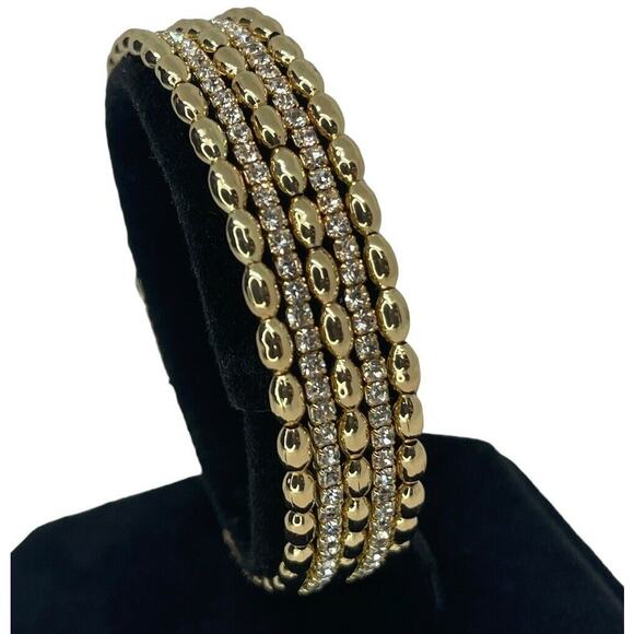 Anne Klein Gold Tone Crystal Cuff Bangle Bracelet Style Women's Fashion Trendy - Picture 5 of 16